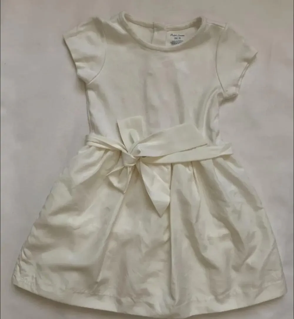 NWT Ralph Lauren Baby Girl Holiday Dress White Ivory Bow 12M 12 Months